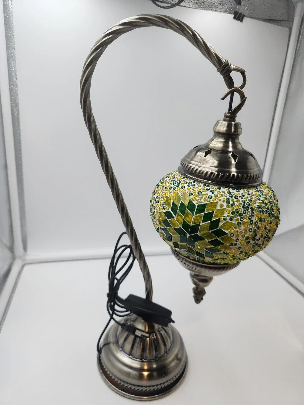 New Handmade Green Turkish Lamp with curved base